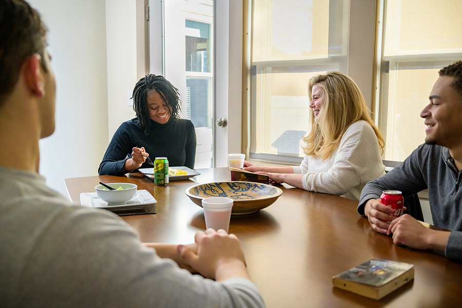 group of patients at meal time together