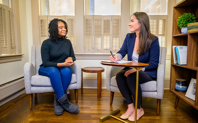 patient with a counselor talking