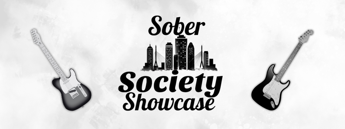 electric guiters with the sober society showcase logo